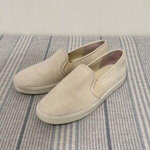 Vince Womens Wool Blair Cream Slip-On Loafers